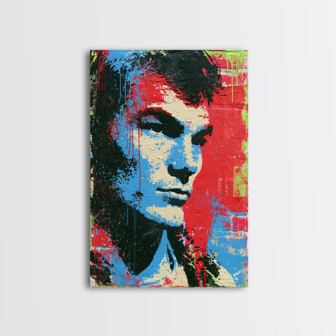 Bold Stencil Portrait Canvas Print, Street Art, Bar Art, Living Room Decor, Fine Art, Urban, Fine Art Print, Statement Artwork, STR-2x3-81