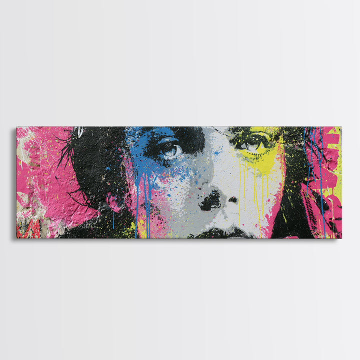 Bold Stencil Portrait Canvas Print, Street Art, Graffiti Art, Living Room Decor, Fine Art, Urban, Minimalist Decor, Wall Art, STR-3x1-41