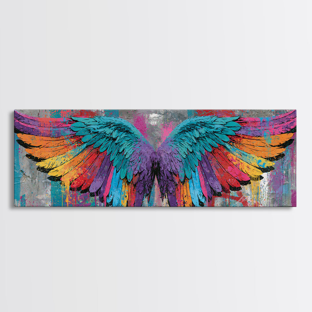Graffiti Angel Wings Canvas Print, Street Art, Abstract, Living Room Decor, Fine Art, Urban, Luxury Decor, Art Print, STR-3x1-45