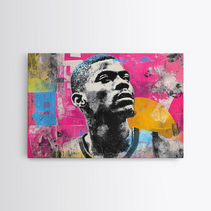 Street Basketball Player Framed Canvas Print, Street Art, Canvas Print, Living Room Decor, Fine Art, Urban, Graffiti Art, STR-3x2-10