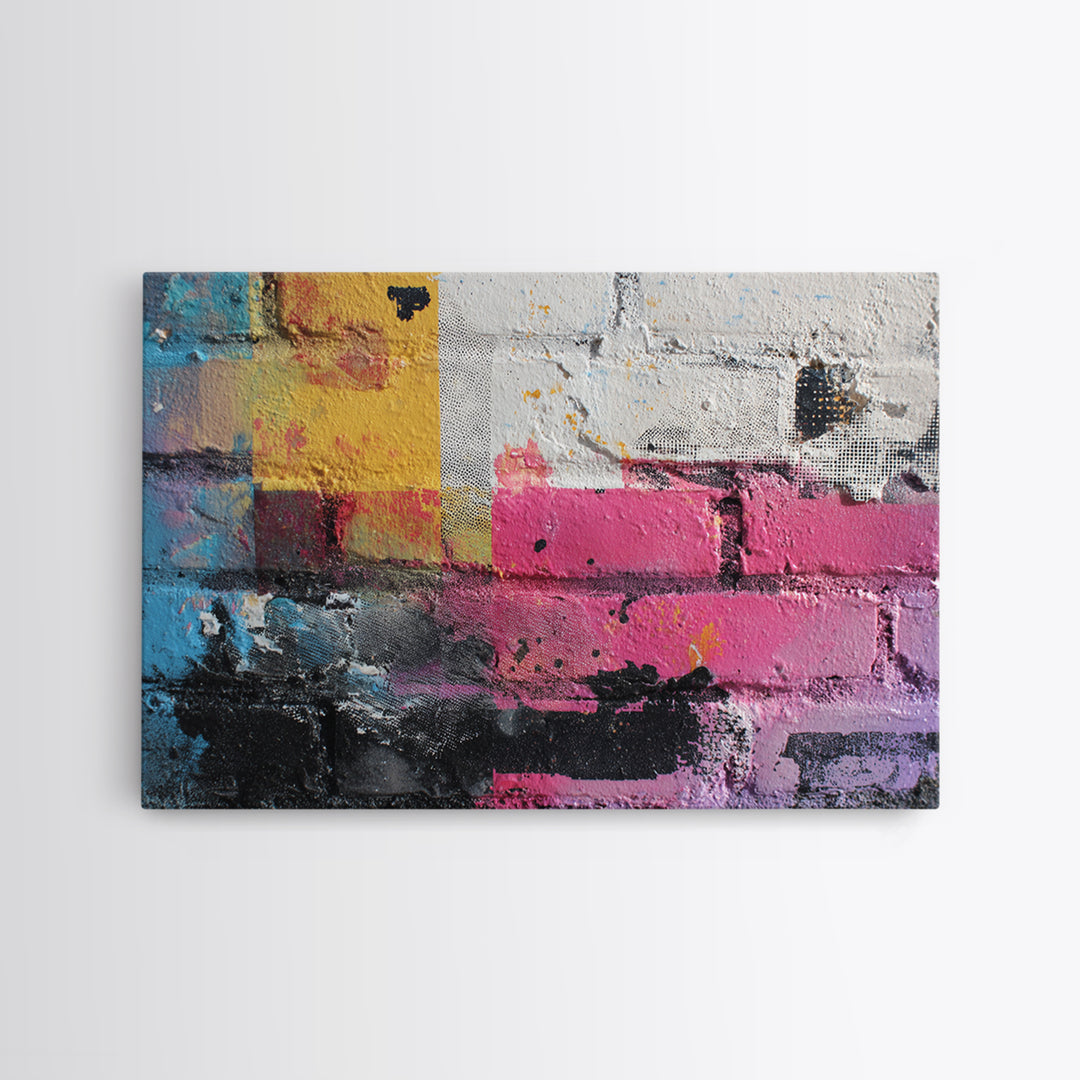 Brick Wall Texture Canvas Print, Street Art, Original Artwork, Living Room Decor, Fine Art, Urban, Textured Painting, STR-3x2-32