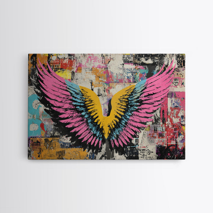 Graffiti Angel Wings Canvas Print, Street Art, Contemporary Art, Living Room Decor, Fine Art, Urban, Textured Painting, STR-3x2-57