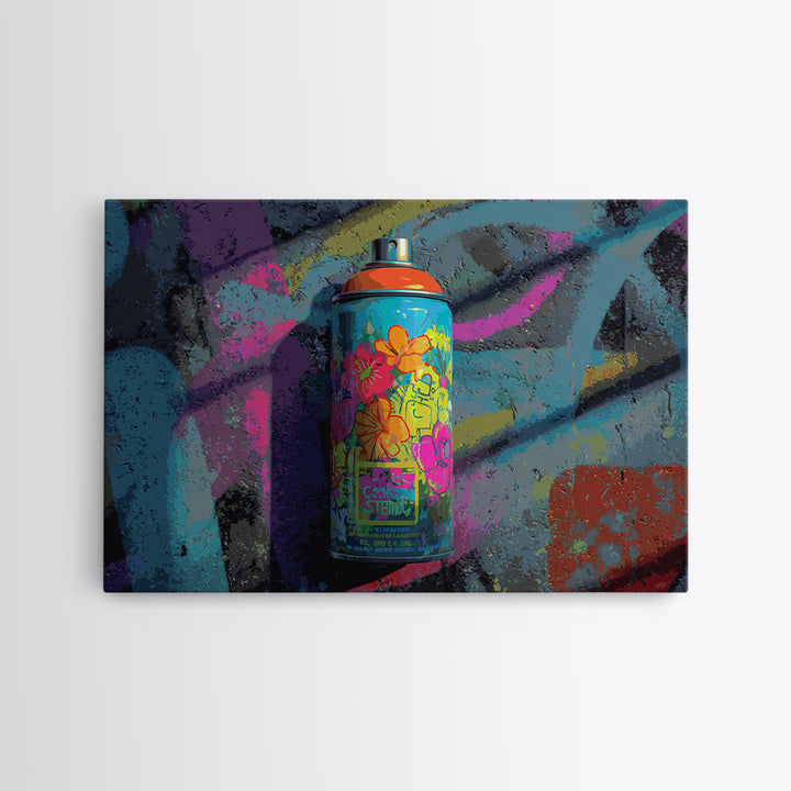 Spray Can Bouquet Canvas Print, Street Art, Living Room Decor, Watercolor Art, Urban, Bar Art, Canvas Painting, STR-3x2-67