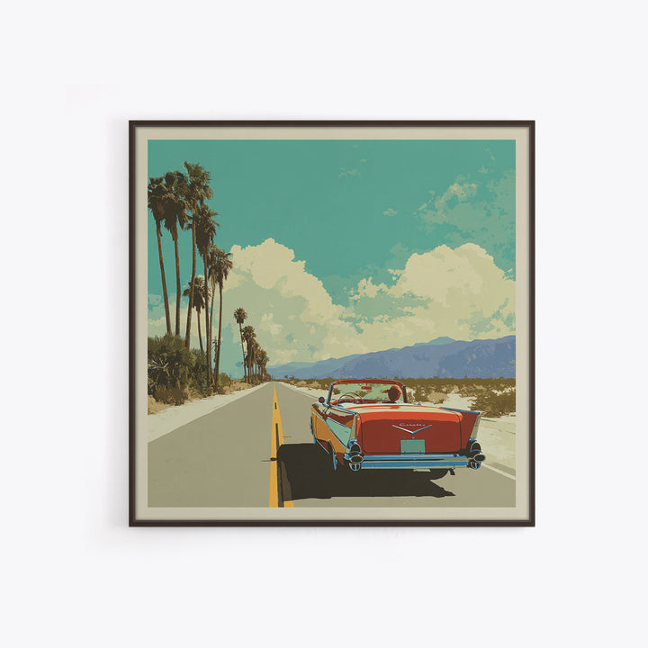 Route 66 Desert Road Framed Canvas Print, Travel Poster(2), Downloadable Prints, Living Room Decor, Watercolor Art, Voyage, TPO-1x1-39