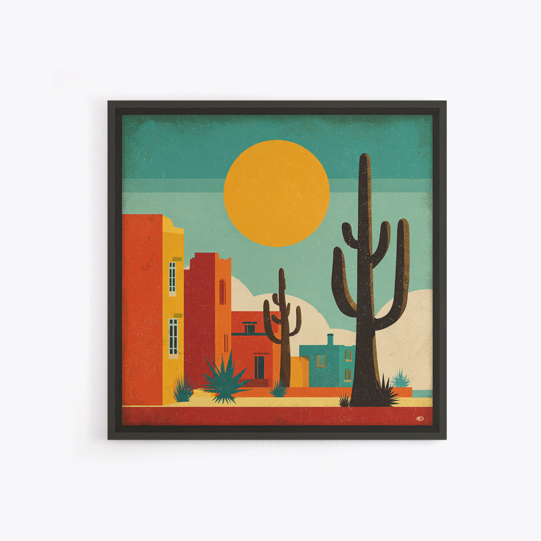 Mexico Cactus and Sun Travel Poster Canvas Print, Travel Poster(2), Wall Decor, Living Room Decor, Fine Art, Voyage, Wall Art, TPO-1x1-69