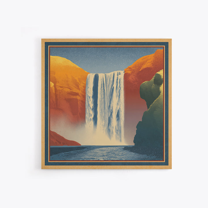 Iceland Waterfall and Northern Lights Canvas Print, Travel Poster(2), Neutral Decor, Living Room Decor, Fine Art, Voyage, TPO-1x1-86