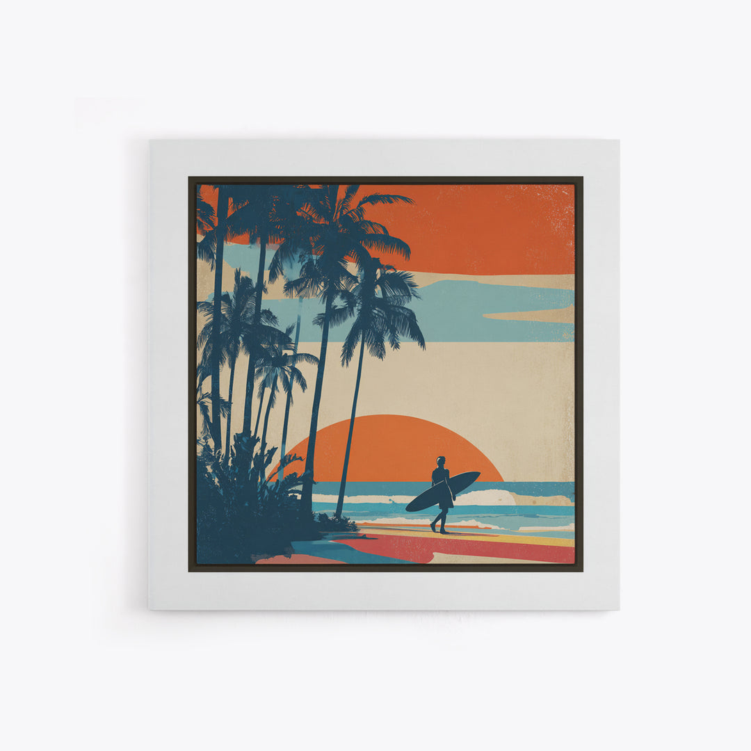 Hawaii Surf and Palm Tree Poster Canvas Print, Travel Poster(2), Digital Poster, Living Room Decor, Fine Art, Voyage, TPO-1x1-9