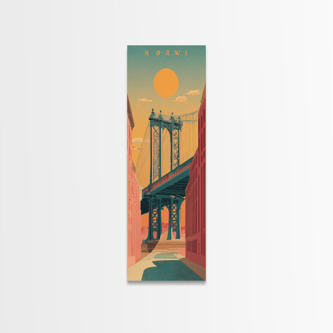 New York Bridge at Sunrise Canvas Print, Travel Poster(2), Travel Poster, Living Room Decor, Fine Art, Voyage, TPO-1x3-42