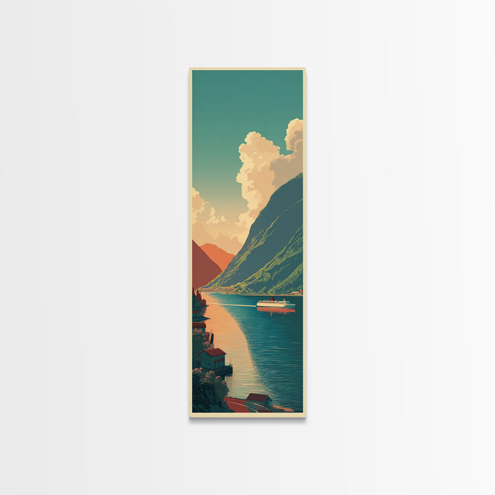 Norway Fjord Cruise Poster Framed Canvas Print, Travel Poster(2), Gallery Wall Set, Living Room Decor, Fine Art, Voyage, TPO-1x3-58