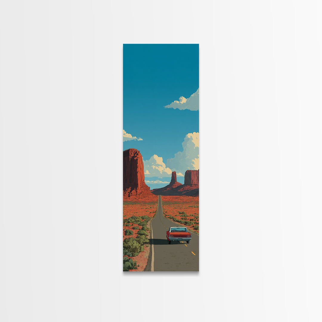 Route 66 Desert Road Canvas Print, Travel Poster(2), Travel Poster, Living Room Decor, Fine Art, Voyage, Textured Painting, TPO-1x3-99