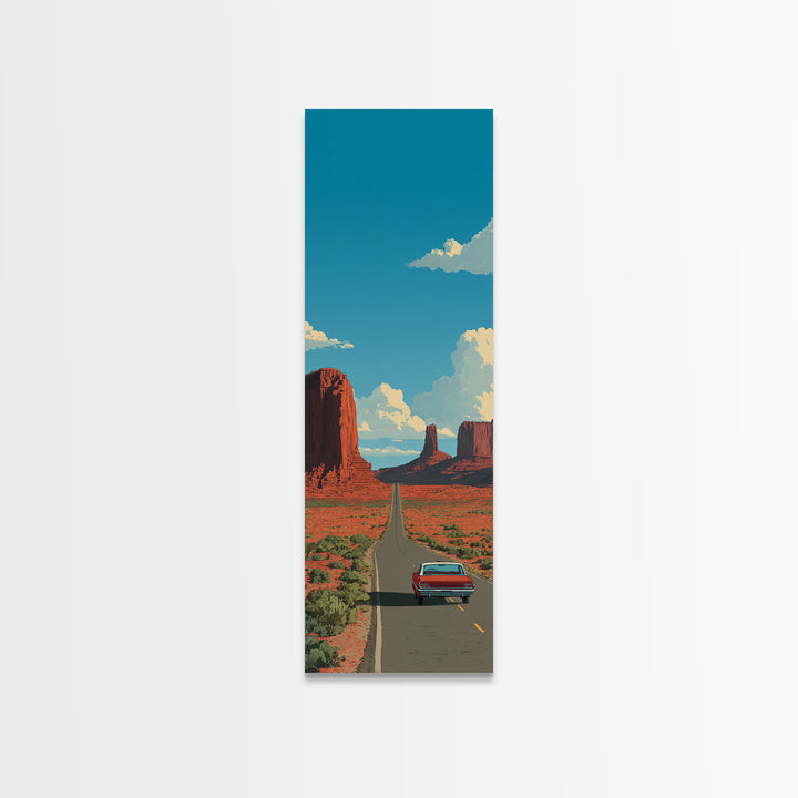 Route 66 Desert Road Canvas Print, Travel Poster(2), Travel Poster, Living Room Decor, Fine Art, Voyage, Textured Painting, TPO-1x3-99