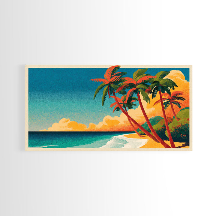 Tropical Island Lagoon Poster Framed Canvas Print, Travel Poster(2), Fine Art Print, Living Room Decor, Fine Art, Voyage, TPO-2x1-20