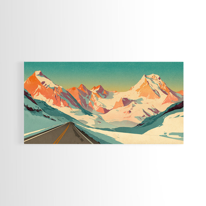 Swiss Alps Ski Poster Framed Canvas Print, Travel Poster(2), Minimalist Decor, Living Room Decor, Voyage, Printable Art, TPO-2x1-28