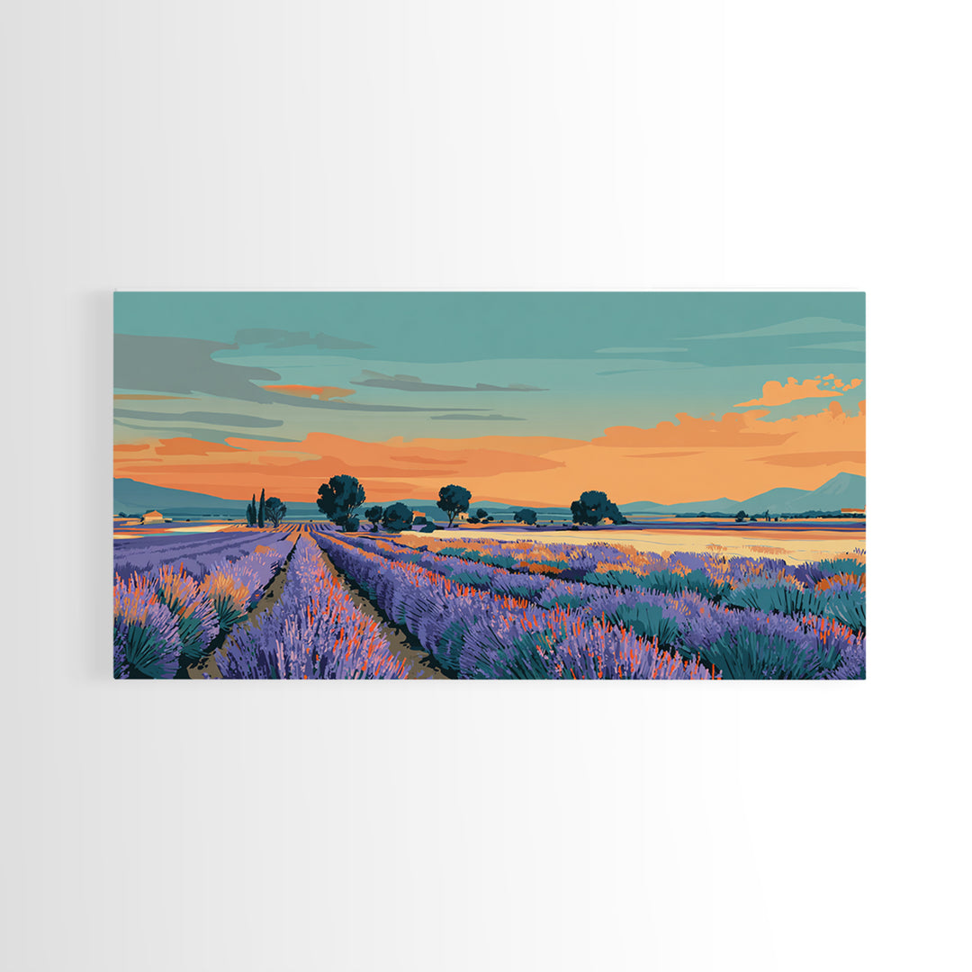 Provence Lavender Field Poster Framed Canvas Print, Travel Poster(2), Art Print, Living Room Decor, Fine Art, Voyage, TPO-2x1-43