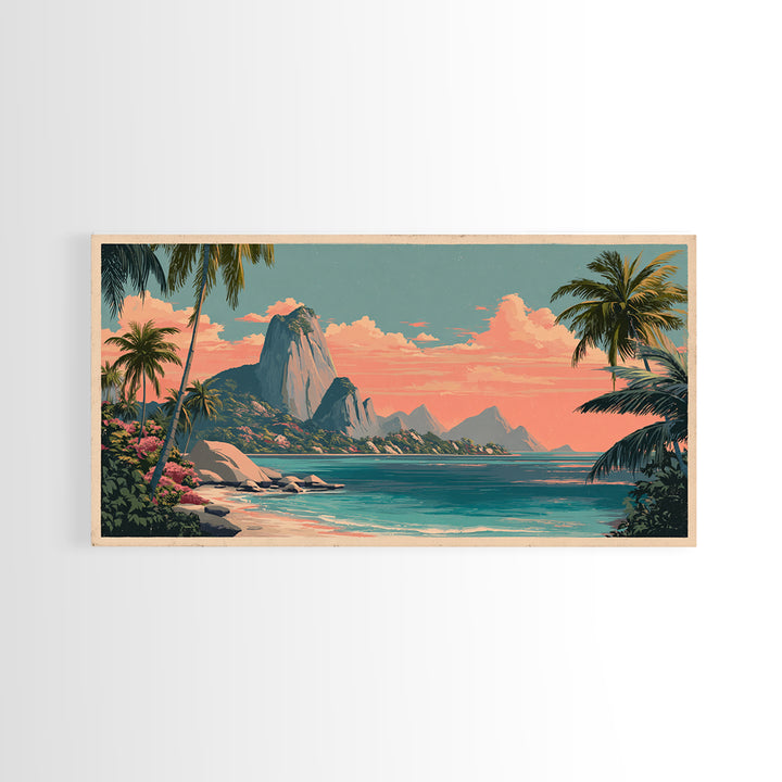 Tropical Island Lagoon Poster Canvas Print, Travel Poster(2), Travel Gift, Living Room Decor, Voyage, Colorful Wall Art, TPO-2x1-68