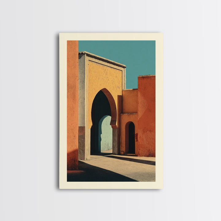 Marrakesh Arch and Tile Pattern Poster Framed Canvas Print, Travel Poster(2), Wall Art, Living Room Decor, Fine Art, Voyage, TPO-2x3-1