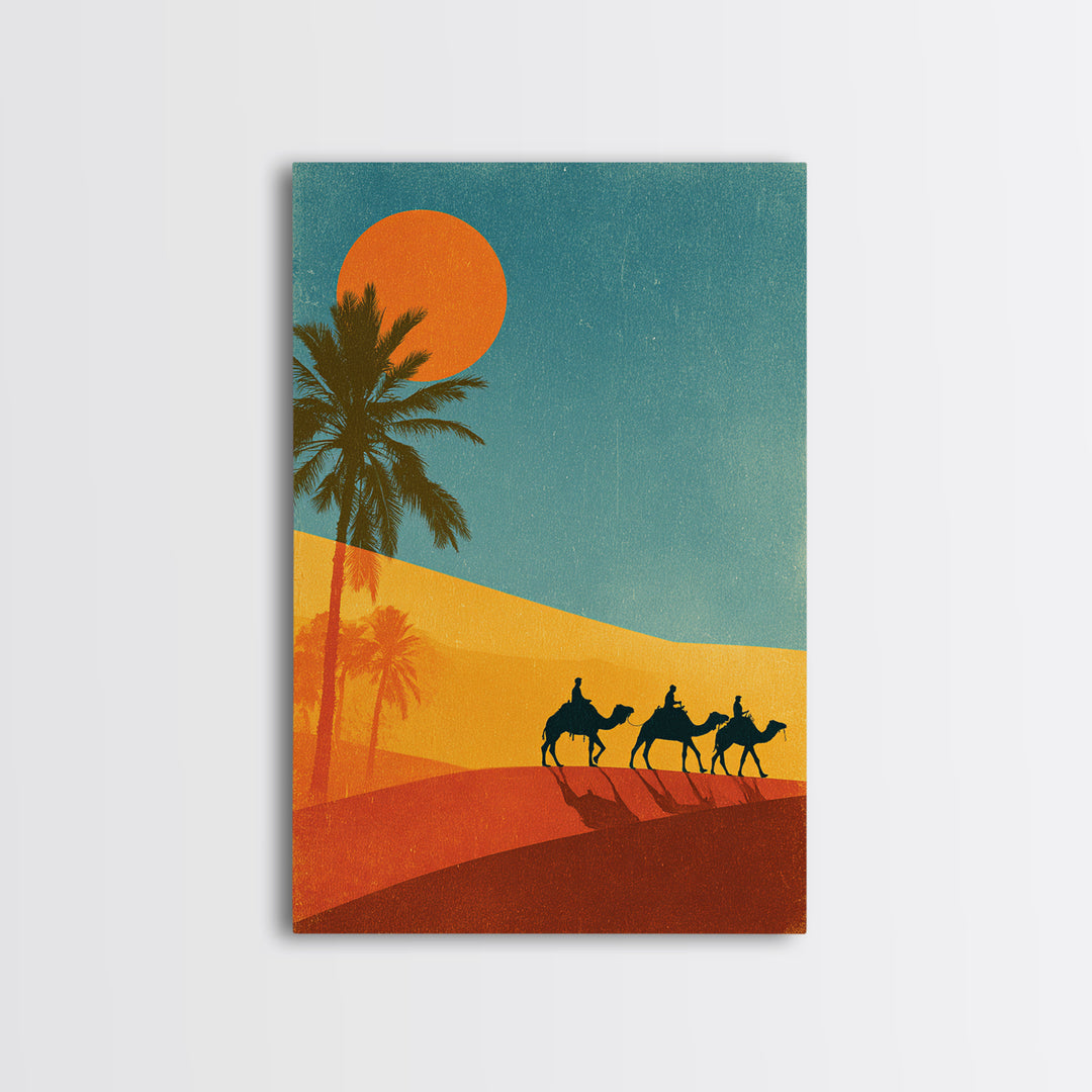 Moroccan Desert Caravan Travel Poster Canvas Print, Travel Poster(2), Gallery Decor, Living Room Decor, Oil Painting, Voyage, TPO-2x3-15