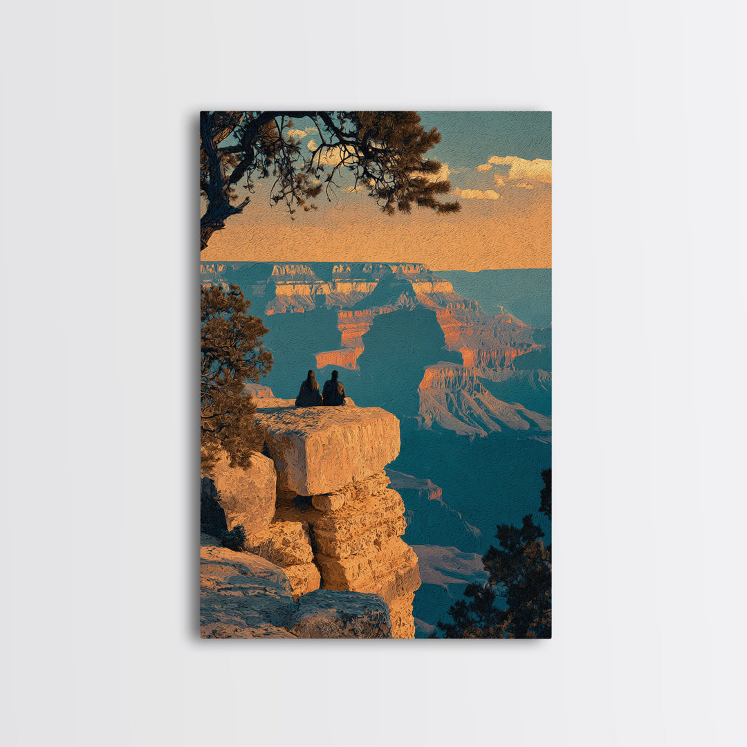 Grand Canyon Sunset Framed Canvas Print, Travel Poster(2), Wall Decor, Living Room Decor, Fine Art, Voyage, Wall Art, TPO-2x3-19