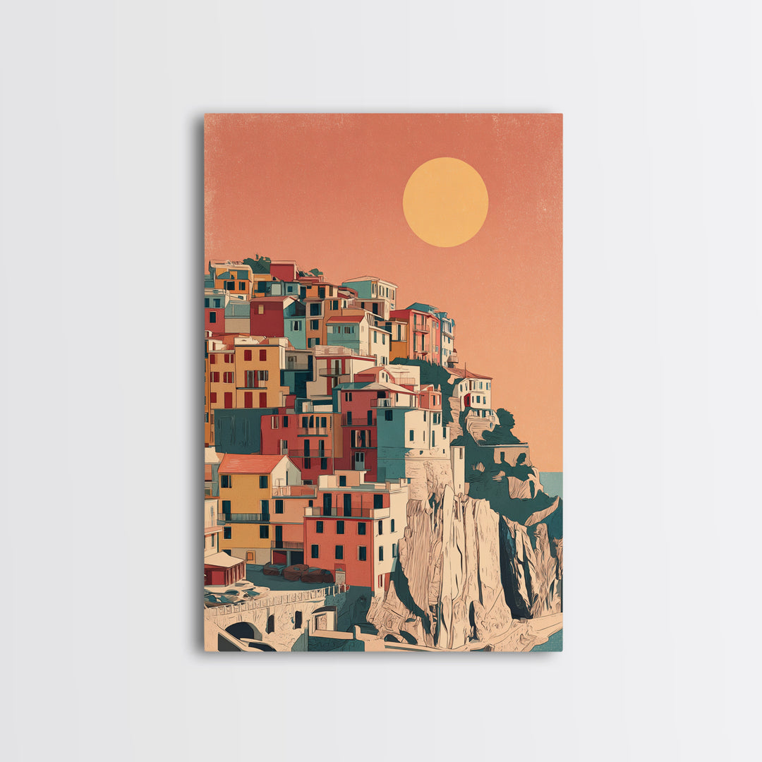 Cinque Terre Colorful Cliff Village Poster Canvas Print, Travel Poster(2), Living Room Wall Art, Living Room Decor, Voyage, TPO-2x3-28