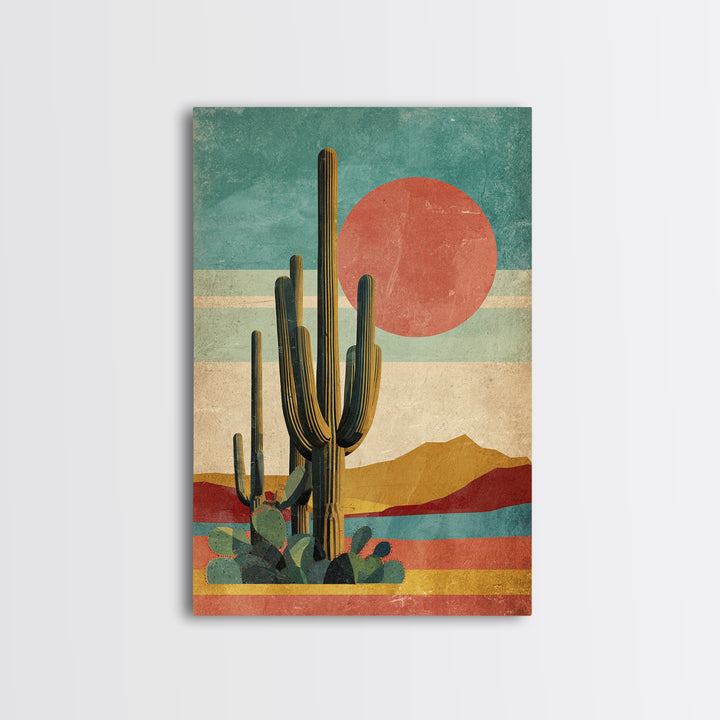 Mexico Cactus and Sun Travel Poster Canvas Print, Travel Poster(2), Home Decor, Living Room Decor, Voyage, Coastal Wall Art, TPO-2x3-29