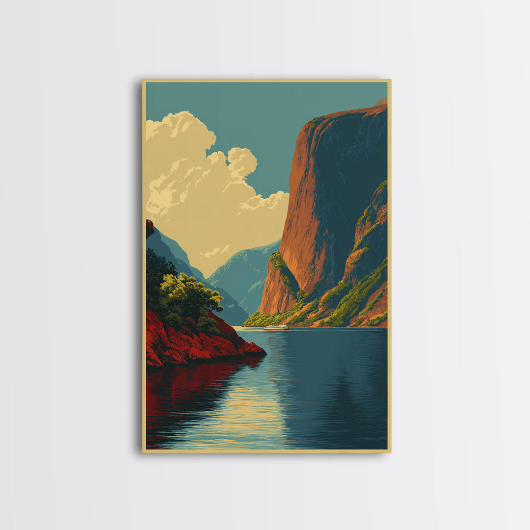Norway Fjord Cruise Poster Framed Canvas Print, Travel Poster(2), Boho Decor, Living Room Decor, Fine Art, Voyage, Art Print, TPO-2x3-30