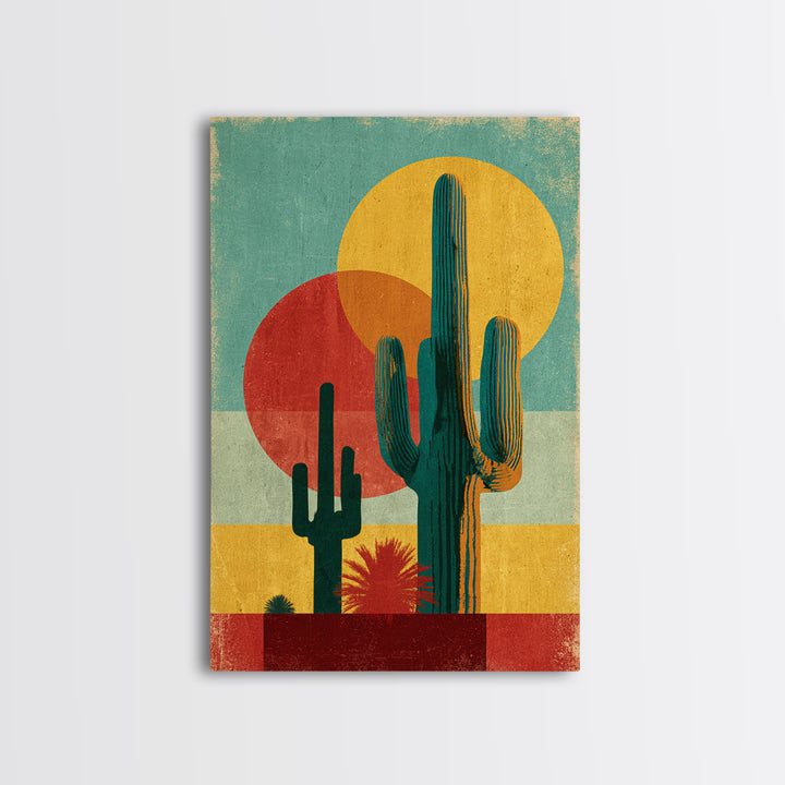 Mexico Cactus and Sun Travel Poster Canvas Print, Travel Poster(2), Home Decor, Living Room Decor, Voyage, Coastal Wall Art, TPO-2x3-5
