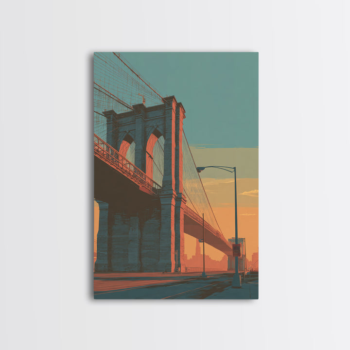 New York Bridge at Sunrise Canvas Print, Travel Poster(2), Printable Wall Art, Living Room Decor, Voyage, Downloadable Prints, TPO-2x3-86