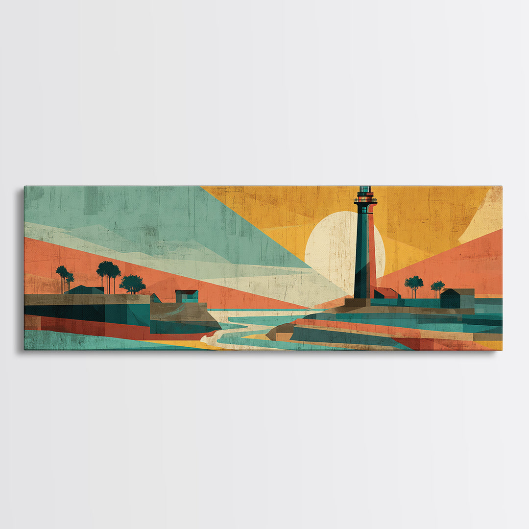 Cape Cod Lighthouse Summer Poster Framed Canvas Print, Travel Poster(2), Home Decor, Living Room Decor, Fine Art, Voyage, TPO-3x1-10