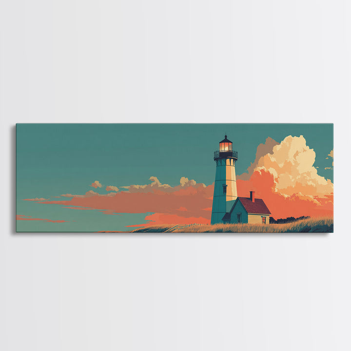 Cape Cod Lighthouse Summer Poster Canvas Print, Travel Poster(2), Digital Wall Art, Living Room Decor, Fine Art, Voyage, TPO-3x1-34