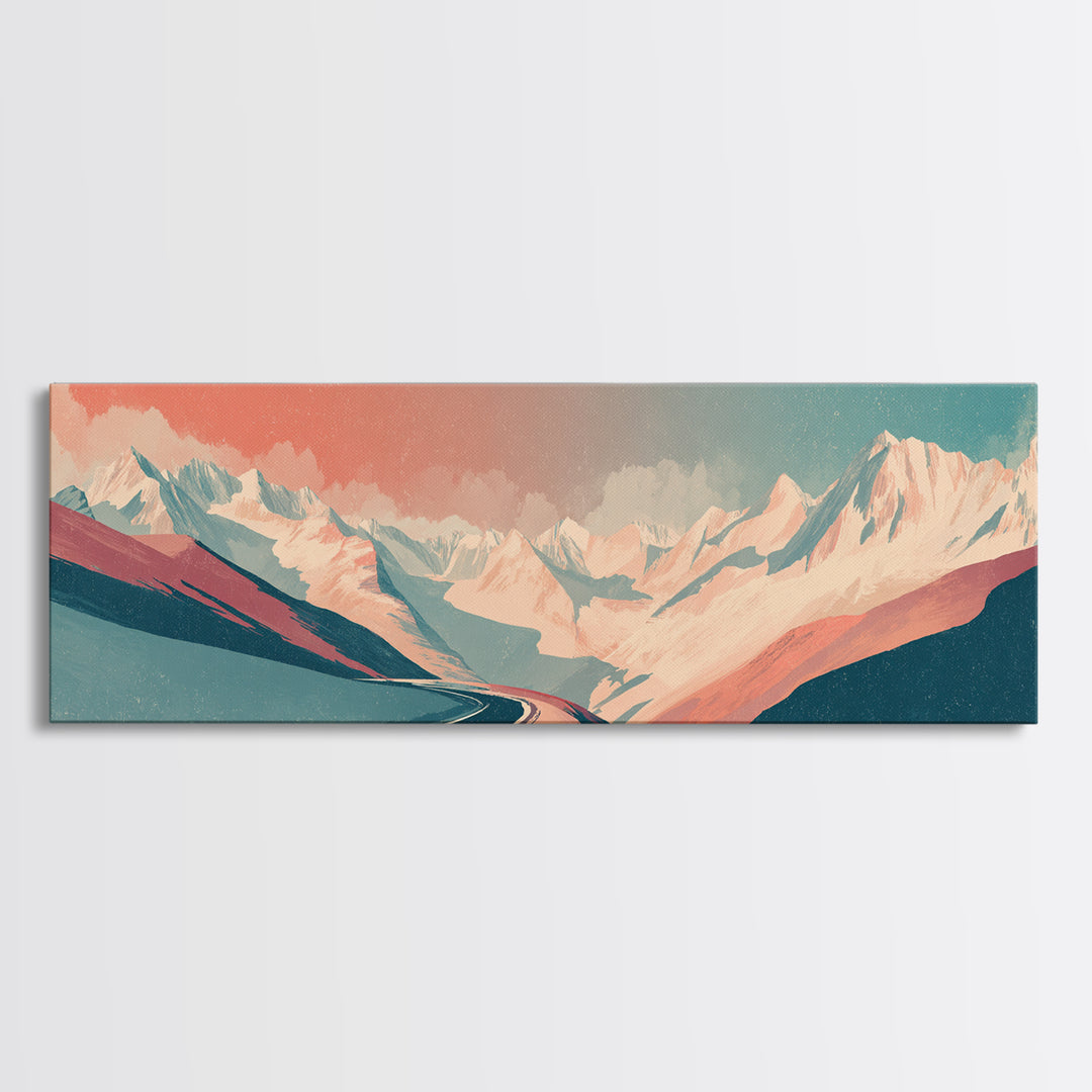Swiss Alps Ski Poster Framed Canvas Print, Travel Poster(2), Wall Art, Living Room Decor, Voyage 272, Set of Wall Art, TPO-3x1-72