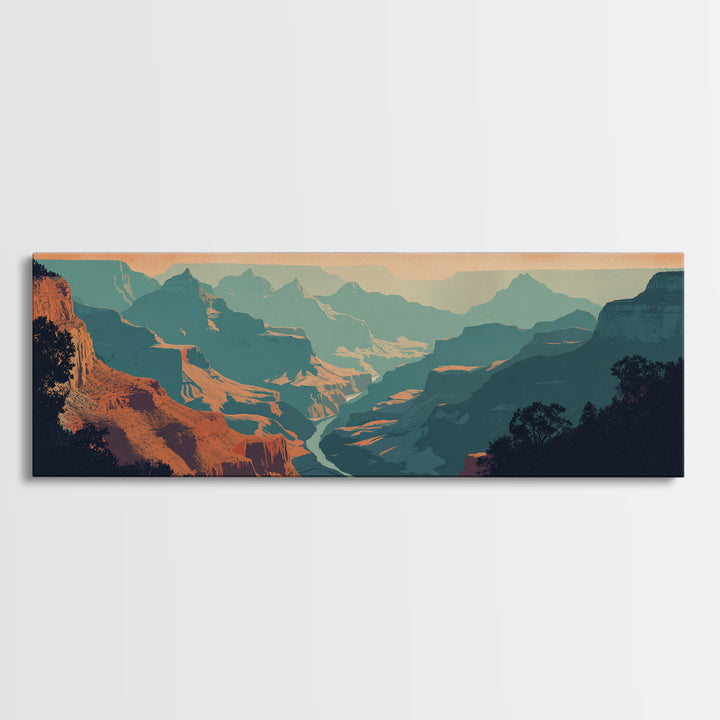 Grand Canyon Sunset Canvas Print, Travel Poster(2), Digital Print, Living Room Decor, Fine Art, Voyage, Mid Century Wall Art, TPO-3x1-75