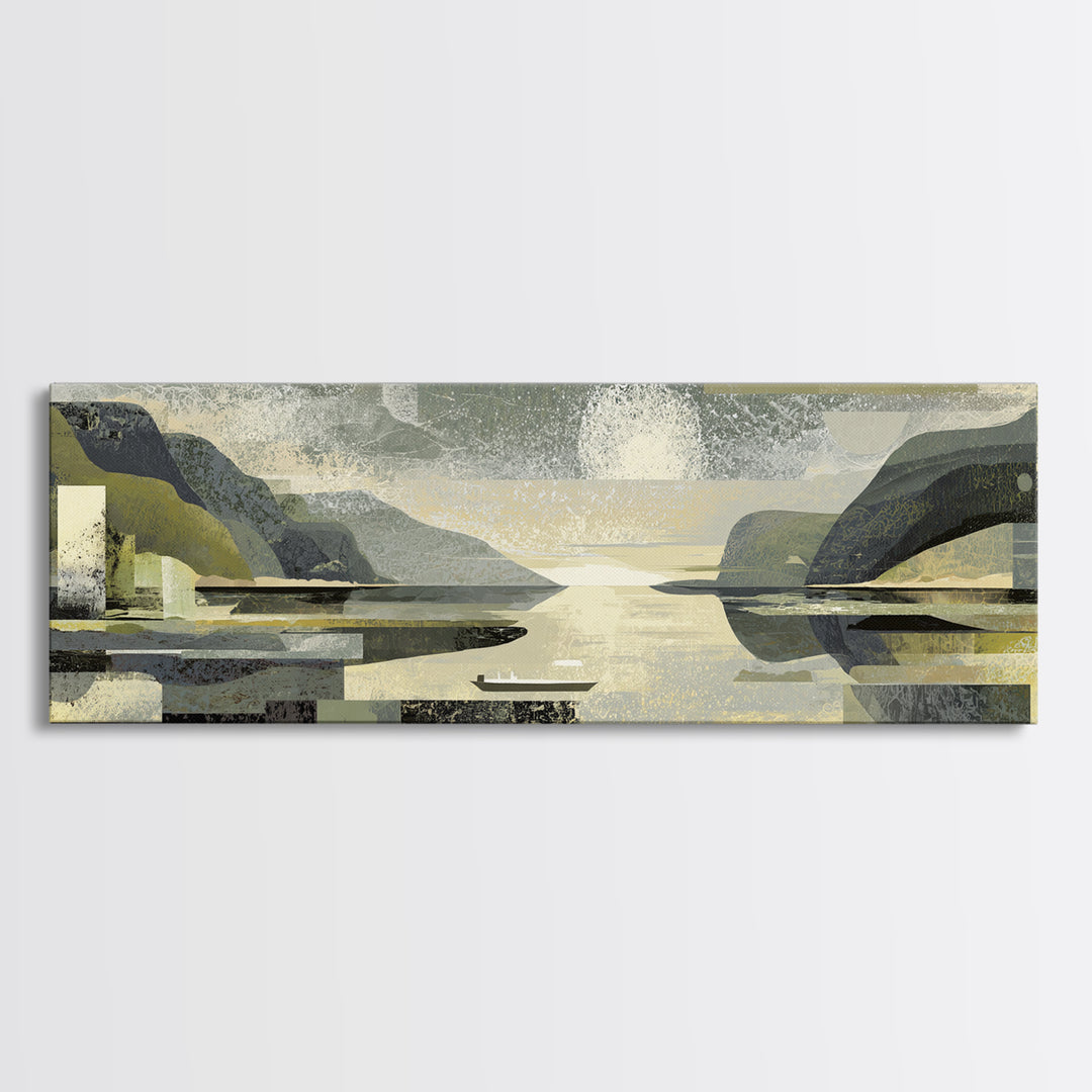 Santorini White Buildings and Cobalt Water Canvas Print, Travel Poster(2), Art Print, Living Room Decor, Fine Art, Voyage, TPO-3x1-92