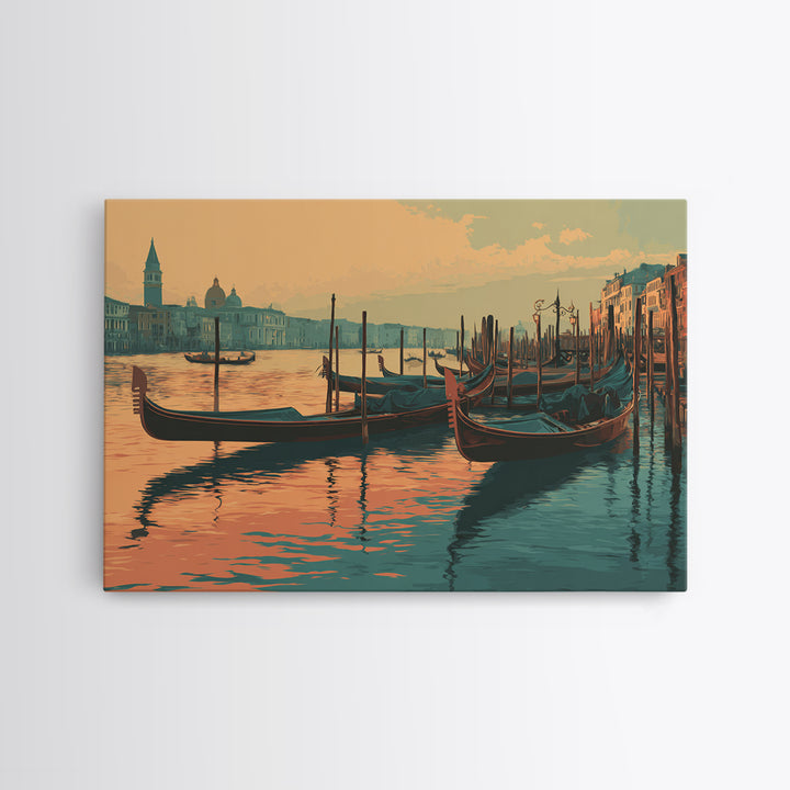 Venice Gondola Silhouette Canvas Print, Travel Poster(2), Living Room Wall Art, Living Room Decor, Voyage, City Wall Art, TPO-3x2-16