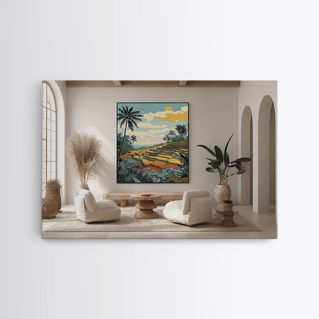 Bali Rice Terraces and Jungle Palms Canvas Print, Travel Poster(2), Poster Print, Living Room Decor, Fine Art, Voyage, TPO-3x2-17