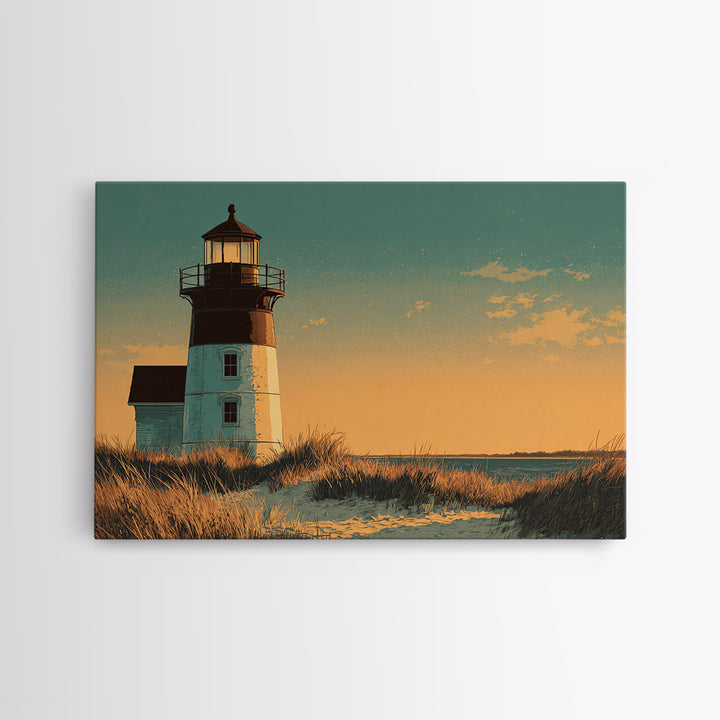 Cape Cod Lighthouse Summer Poster Canvas Print, Travel Poster(2), Wall Hanging, Living Room Decor, Voyage, Landscape Art, TPO-3x2-22