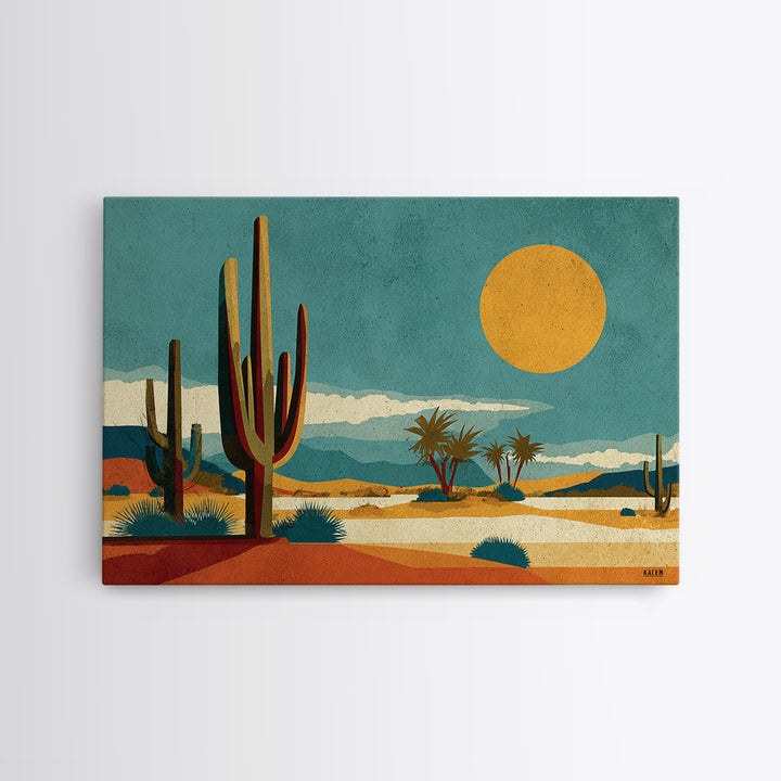 Mexico Cactus and Sun Travel Poster Canvas Print, Travel Poster(2), Map Print, Living Room Decor, Fine Art, Voyage, Boho Decor, TPO-3x2-49
