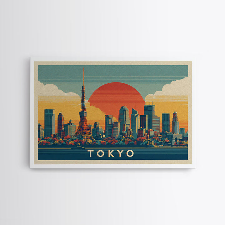 Tokyo Night Skyline Framed Canvas Print, Travel Poster(2), City Wall Art, Living Room Decor, Fine Art, Voyage, Luxury Decor, TPO-3x2-81