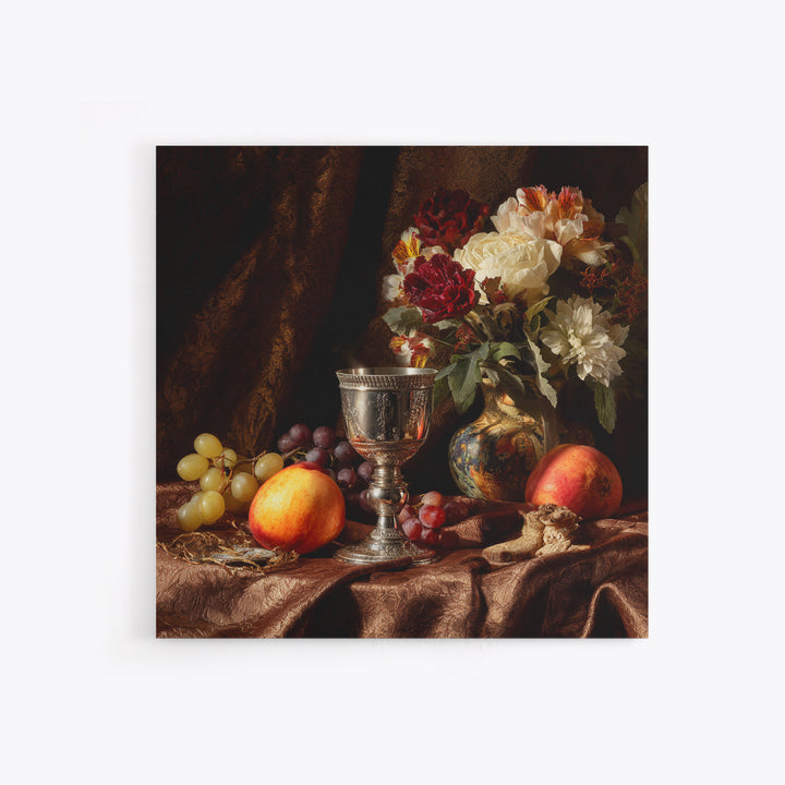 Dutch Fruit and Silver Goblet Still Life Canvas Print, Traditional Art, Pokemon Poster, Living Room Decor, Classic, Art Print, TRA-1x1-100
