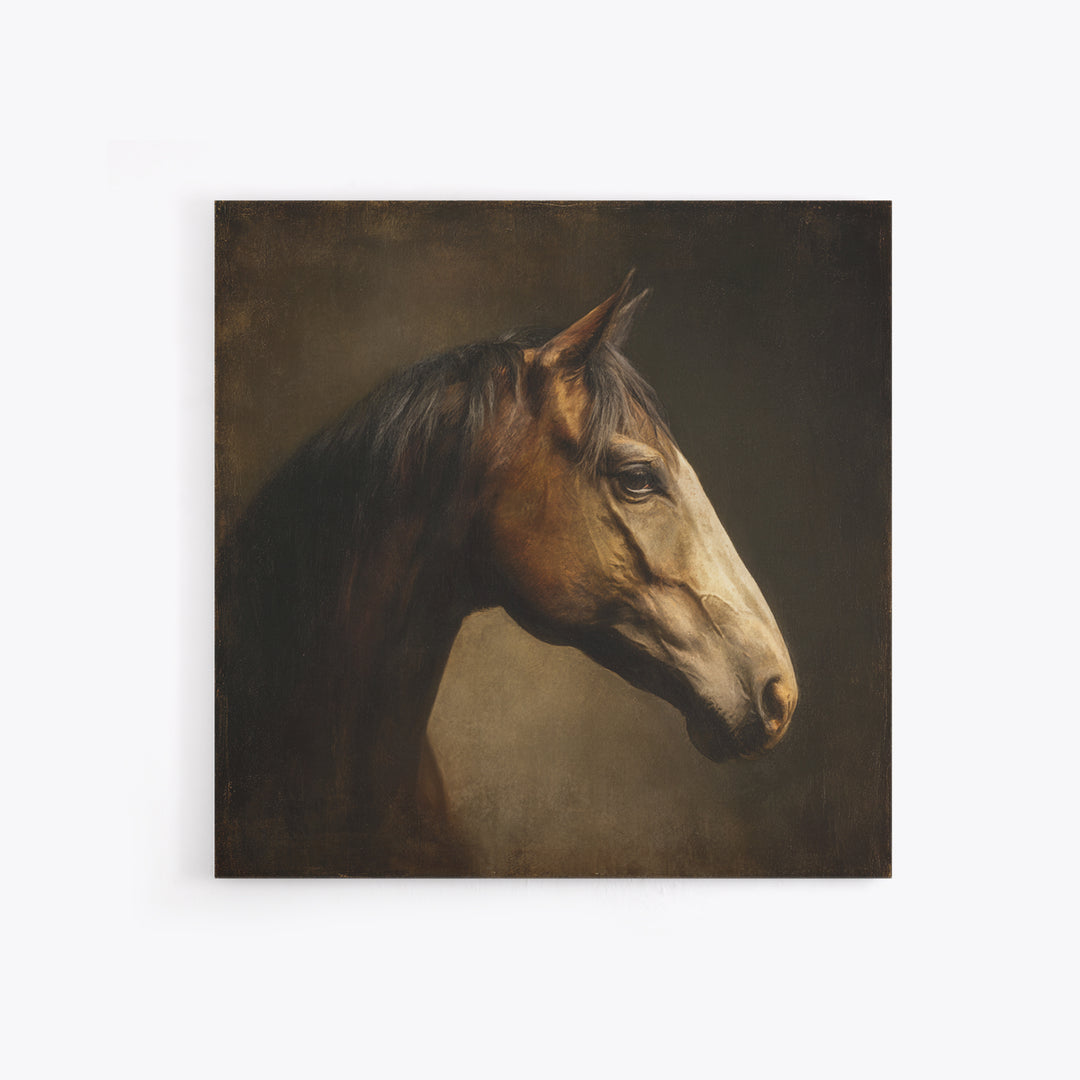 Realistic Horse Portrait Framed Canvas Print, Traditional Art, Art Commissions, Living Room Decor, Fine Art, Classic, TRA-1x1-27