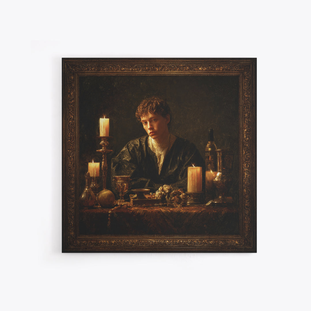 Classical Portrait with Dignified Lighting Framed Canvas Print, Traditional Art, Gallery Decor, Living Room Decor, Classic, TRA-1x1-32