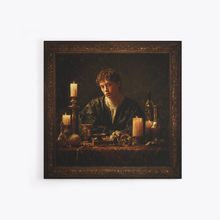 Classical Portrait with Dignified Lighting Framed Canvas Print, Traditional Art, Gallery Decor, Living Room Decor, Classic, TRA-1x1-32