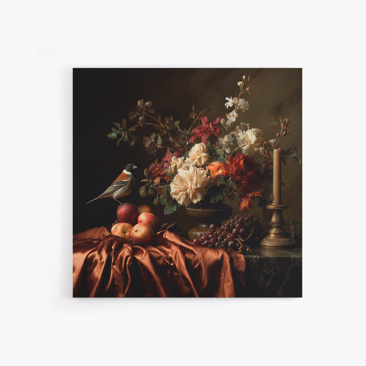 Bird Study on a Flowering Branch Framed Canvas Print, Traditional Art, Pokemon Poster, Living Room Decor, Fine Art, Classic, TRA-1x1-34