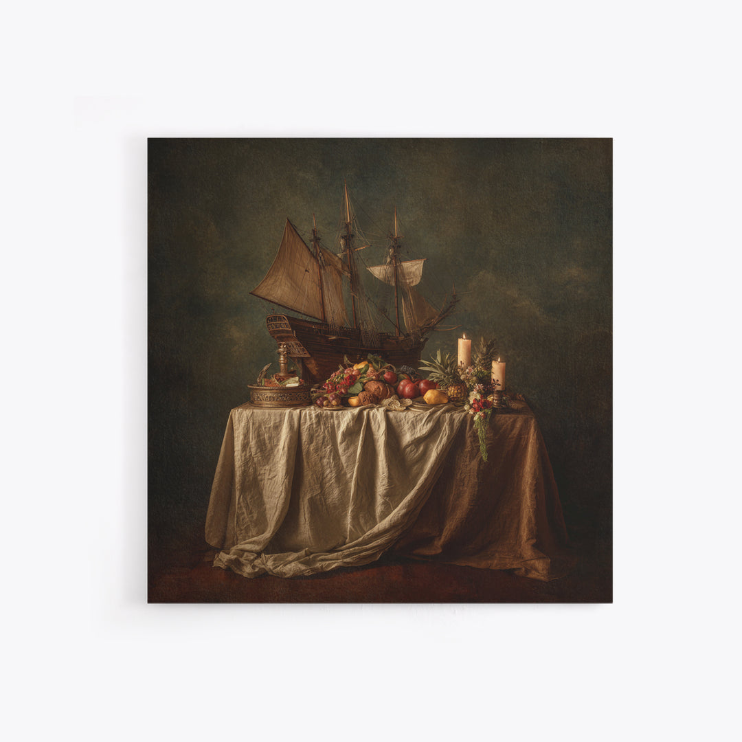 Ship at Sea Framed Canvas Print, Traditional Art, Gallery Decor, Living Room Decor, Fine Art, Classic, Wall Art, Home Decor, TRA-1x1-38