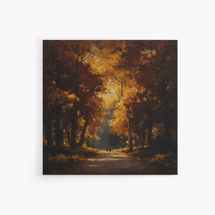 Autumn Forest Road Framed Canvas Print, Traditional Art, Room Decor, Living Room Decor, Fine Art, Classic, Digital Art, TRA-1x1-40