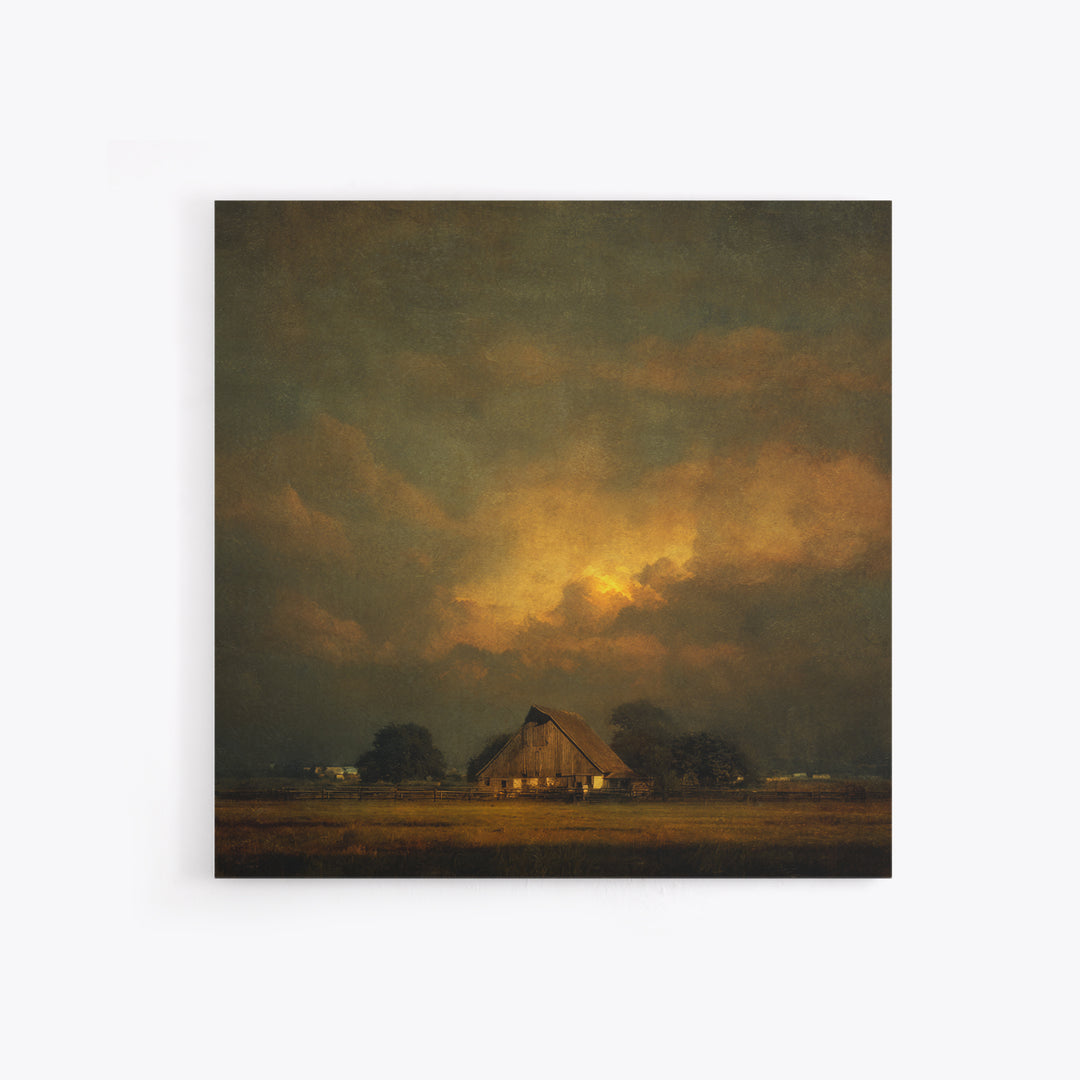 Barn and Farmland Framed Canvas Print, Traditional Art, Living Room Decor, Fine Art, Classic, Dark Art, Pokemon Poster, TRA-1x1-47