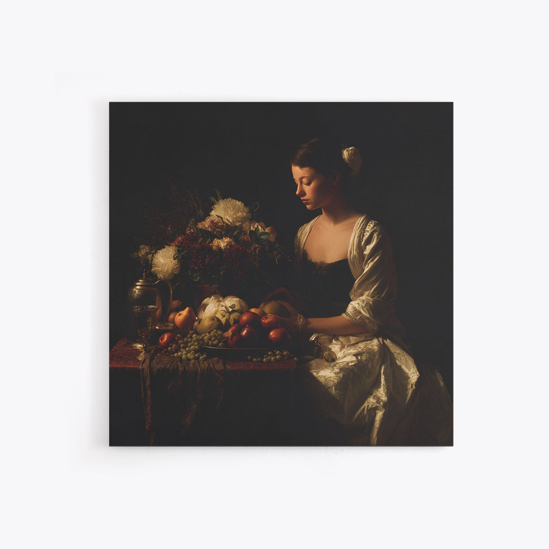 Classical Portrait with Dignified Lighting Framed Canvas Print, Traditional Art, Boho, Living Room Decor, Fine Art, Classic, TRA-1x1-56