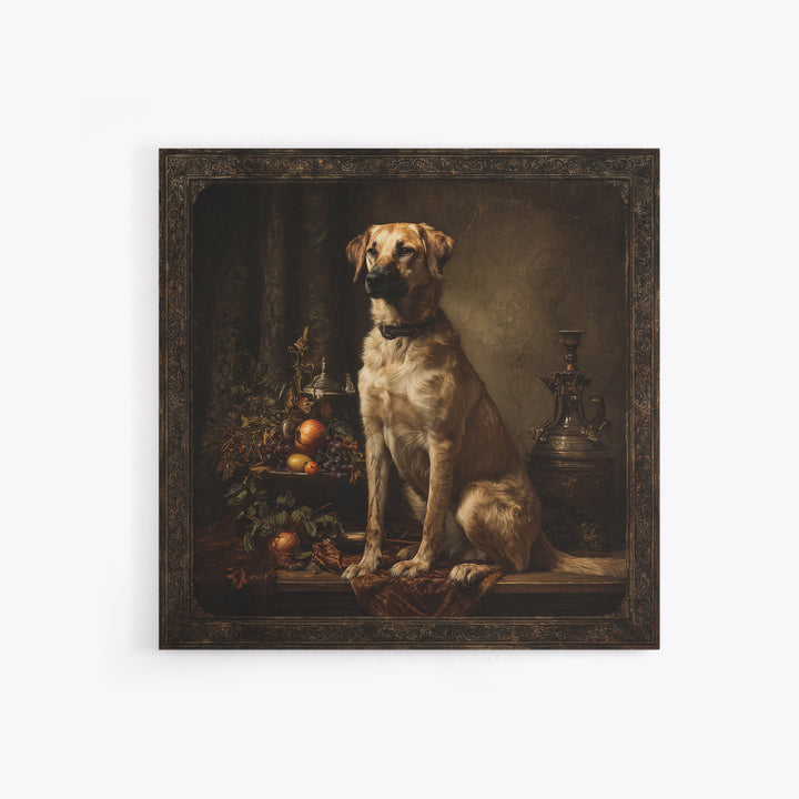 Hunting Dog Portrait Framed Canvas Print, Traditional Art, Landscape, Living Room Decor, Fine Art, Classic, Textured Painting, TRA-1x1-84