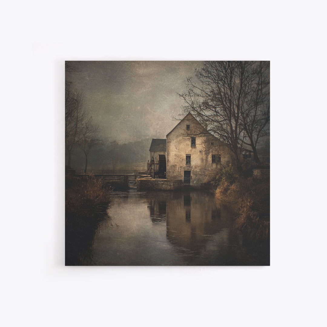 Watermill Beside a Quiet Stream Canvas Print, Traditional Art, Contemporary Art, Living Room Decor, Fine Art, Classic, TRA-1x1-89