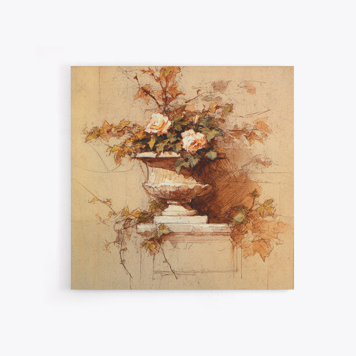 Basket of Apples and Pears on Linen Canvas Print, Traditional Art, Neutral Decor, Living Room Decor, Fine Art, Classic, TRA-1x1-90
