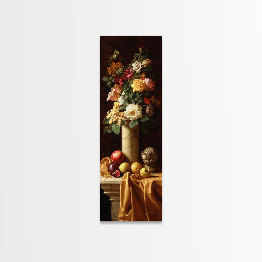 Formal Floral Still Life Canvas Print, Traditional Art, Gallery Decor, Living Room Decor, Fine Art, Classic, Wall Art, TRA-1x3-14